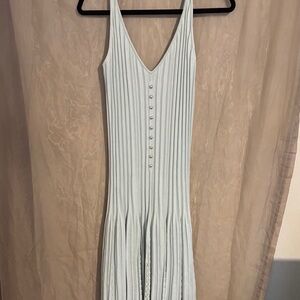 CHANEL Light Green Maxi Dress with Button Detail